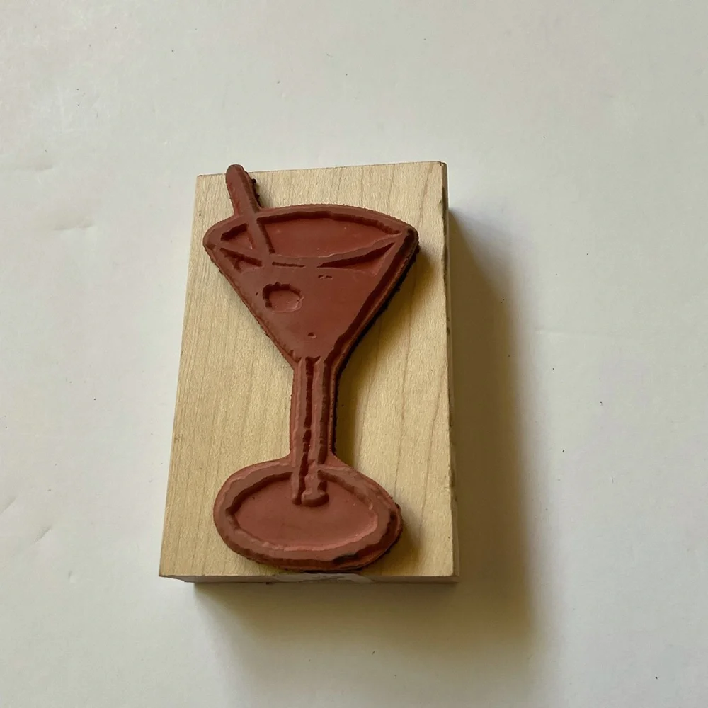 Martini Glass Rubber Stamp Paper Source MARTINI LARGE Wood Mounted